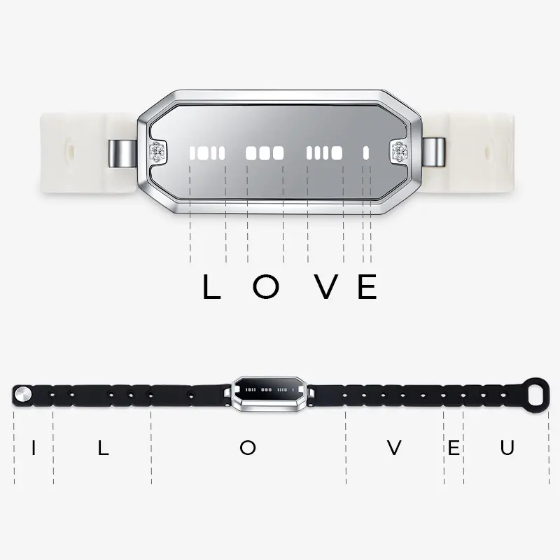 totwoo Morse Love Long Distance Touch Bracelets with Silicone