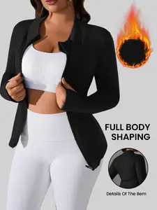 Plus Size Women's Seamless Sports Jacket for Fall and Winter, Thumb Hole Design Full Zip Sports Coat, Comfort&Stretch,Ideal for Running and Leisure Activities, Zip Front Jacket, Yoga Jacket Top