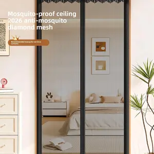 High-End Mosquito Net Door Curtain, Strong Magnetic Auto-Close No Drilling Installation, Ventilated Dense Mesh Screen for Living Room Bedroom