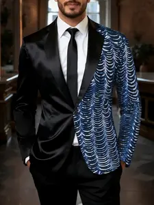 Men's Multicolor Sequin Blazer Jacket, Fashionable and Trendy, Perfect for Stage Performances, Nightclubs, Parties, Events, Formal Wear