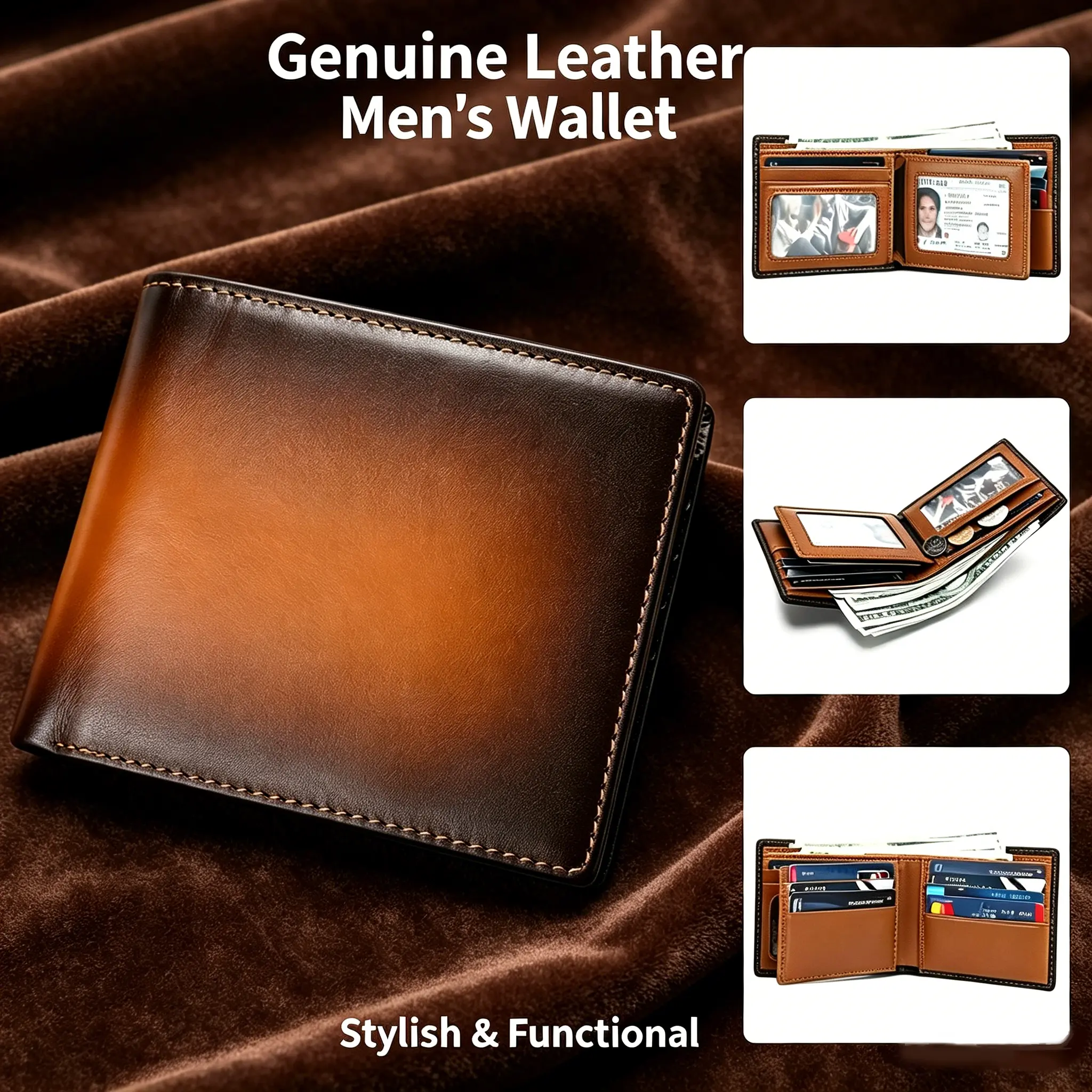 Genuine Cowhide Leather Short RFID Wallet For Men Multi Slot ID Credit Card Holder Vintage Daily Commute Gift