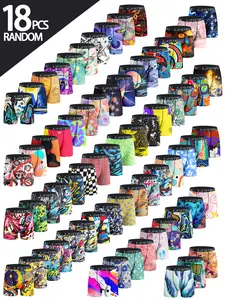 KJFISTMU 18 pcs Random Men's Boxer Briefs in Stretchy Soft Lightweight Fabric with Diverse Patterns Ideal Gift for Birthdays Valentine's Day or Christmas