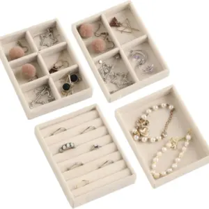 Small Jewelry Tray Set, Stackable Velvet Jewelry Storage Trays, Mini Drawer Organizer, Drawer Insert, Women's Earring Holder