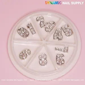 10 pcs Silver 3D Number Charm with Rhinestone (0 to 9)