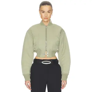 HAELO Crop Bomber Jacket in Olive