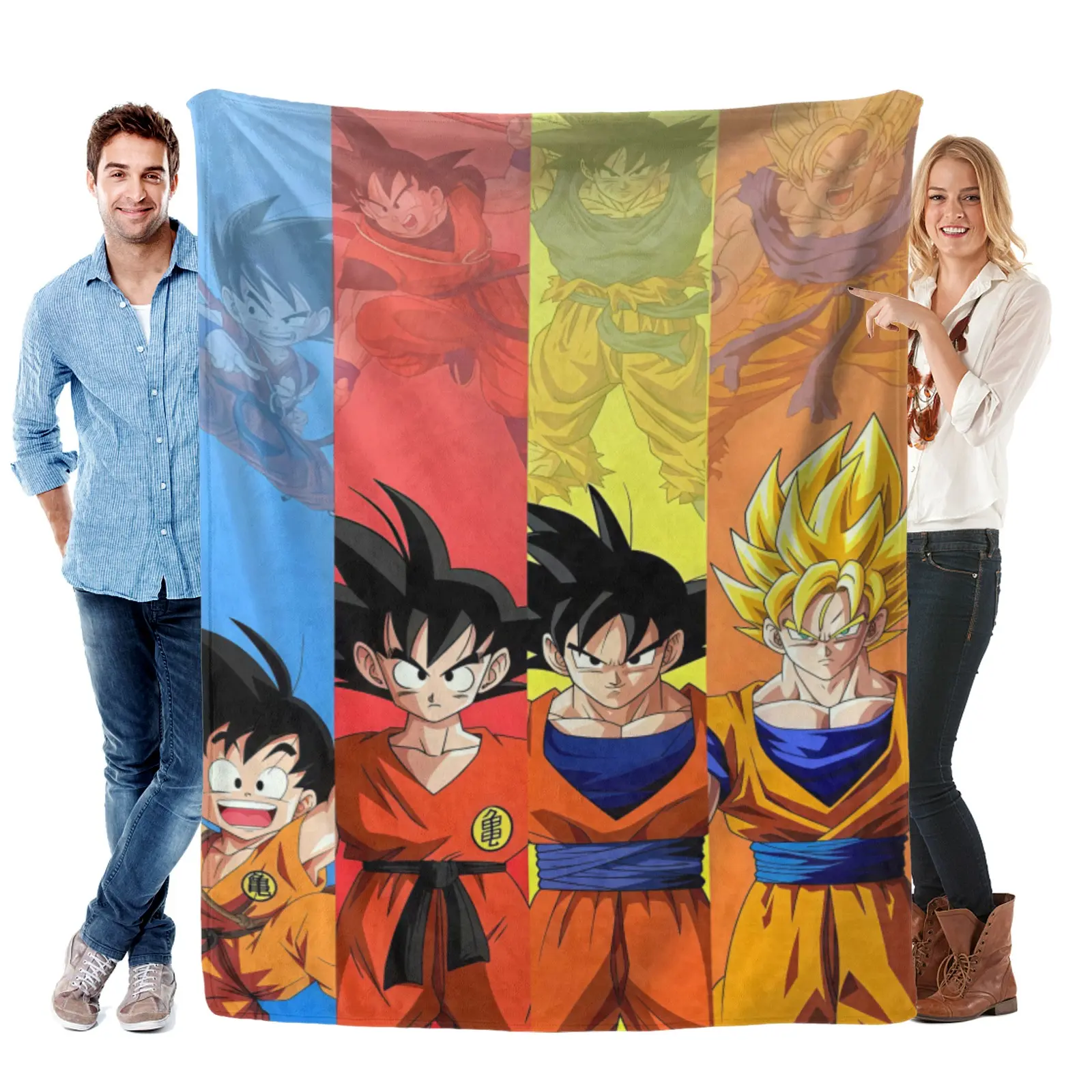 Dragon Ball Goku Timeline Blanket, Soft Flannel Anime Printed Throw Blanket, For Teen Anime Fans Bedroom Decor