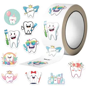 500 Pieces Cartoon Tooth Doctor Funny Stickers, DIY Hand Account Material, Flat Sticker Type, No Ca Prop 65 Warning