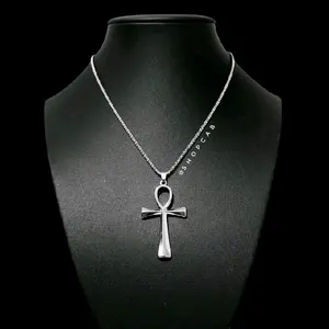 16" Stainless Steel Ankh Necklace - Box Chain