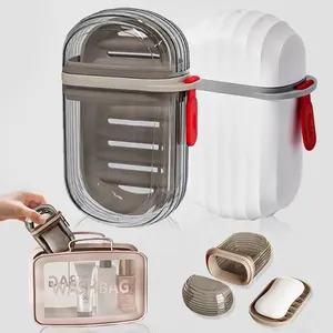 Soap Box Travel Portable Soap Box Premium Light Luxury Sealed with Lid Drainage Mini Home Soap Organizer For Travel, Camping, Outdoor, Gym, Bathroom, Travel Essentials cleansing bar Black 1Pcs Faded Bar with Kojic Acid waterproof