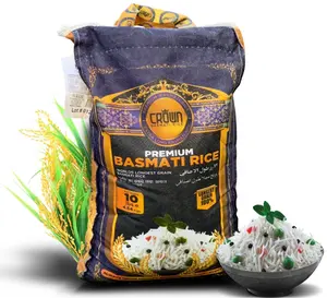 Crown Premium Basmati Rice 10 lb - White Rice - Basmati Rice - Instant Rice - Natural Rice - Microwave Rice - Fried Rice - Bulk Rice - Short Grain Rice - Sweet Rice - Parboiled Rice - Rice Bag - Long Grain White Rice