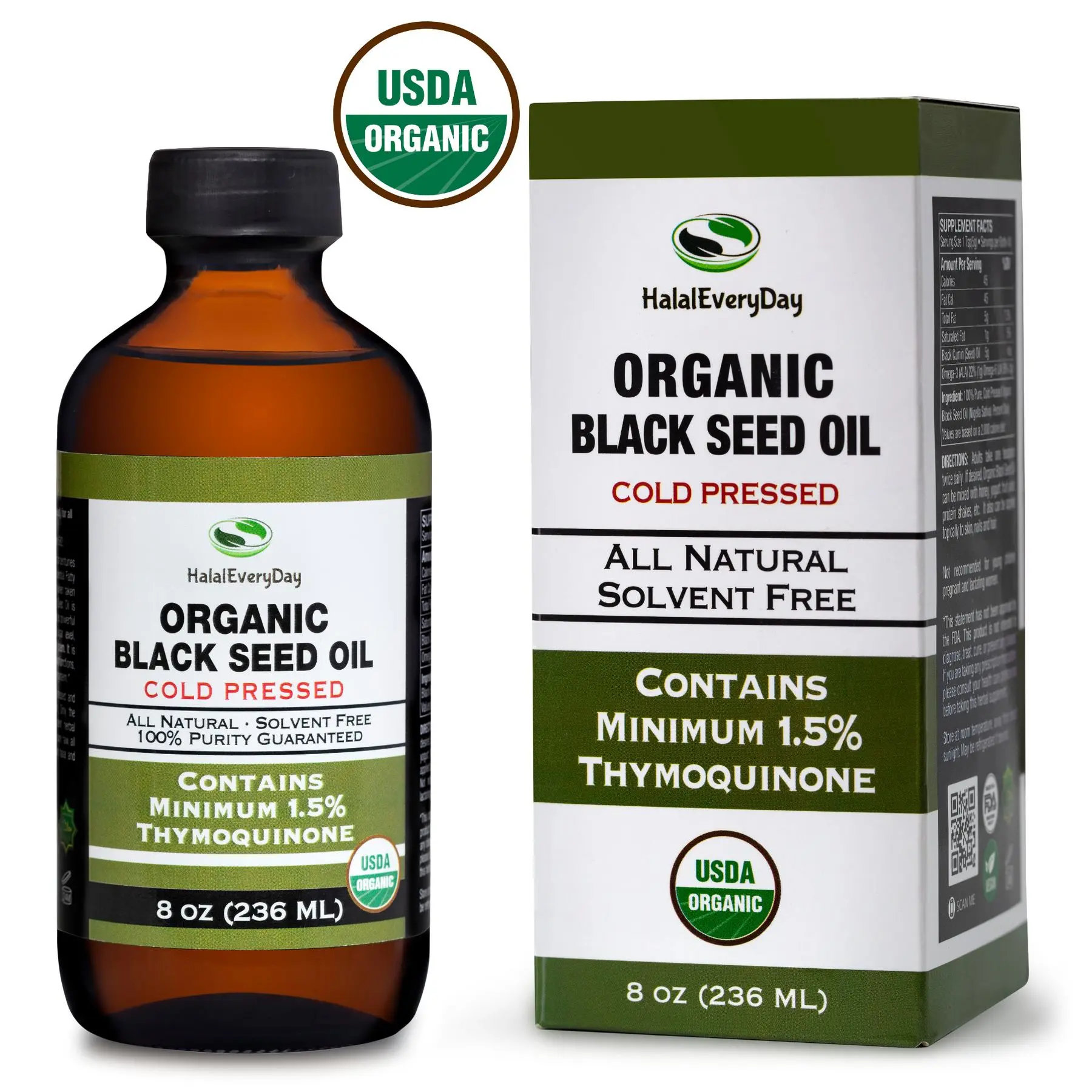 Black Seed Oil 8 oz. (USDA Organic) by HalalEveryDay Body Oil Body Care