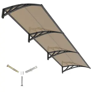 Door Awning with ABS Bracket, 40x120 in Polycarbonate Front Door Canopy, Outdoor Porch & Window Awning, Exterior Entryway Rain Snow UV Protection, Modern Door Shelter Cover