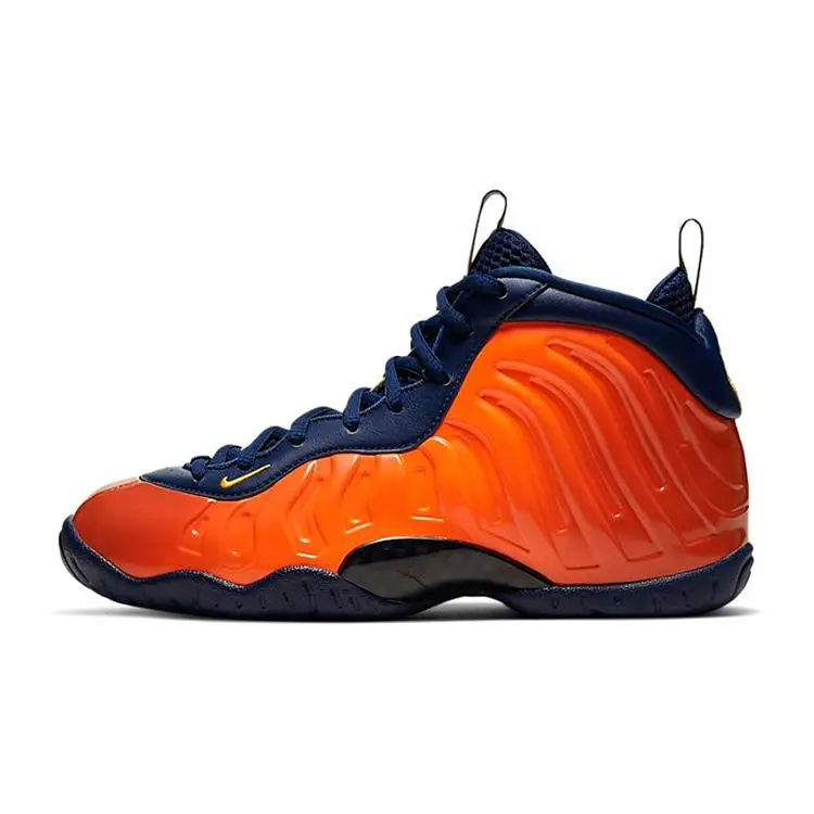Nike Air Foamposite One Blue Void Rugged Orange GS Versatile Cushioned Durable Mid Top Basketball Shoes Kids'' 644791-407