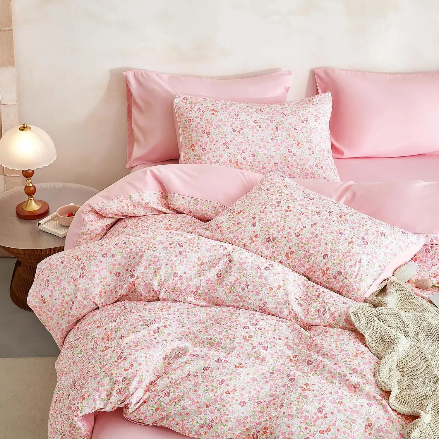 - Floral Comforter Set, Cute Vtage Flower Cottagecore Aesthetic for Women Teen Girls, Soft Lightweight Dorm Beddg, 3 count, Pk, Full Size