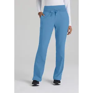 Barco One Women's Stride 5-Pocket Mid-Rise Fit & Flare Women's Scrub Pant Large Ciel Blue.
