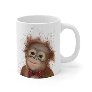 Monkey Ceramic Mug, animal coffee mug, funnny coffee cup, monkey cup, orangutan cup, funny tea cup, tea mug