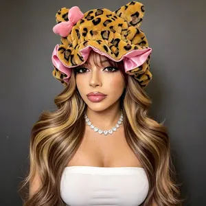 New Arrivial Women's Double-Sided Satin Silk Cat Ear Bonnet - Heatless Daily Curly Hair Product, Durable, Anti-Frizz, Soft Stretchy Night Cap for Curly/Straight Hair, Updated Pink Kitten Ear Style