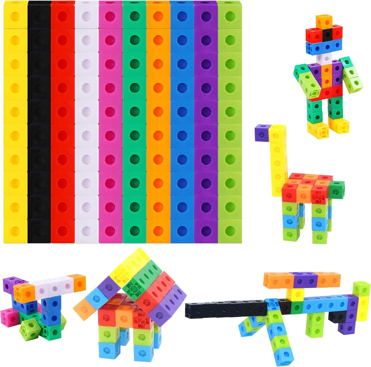 Cozylyn Unisex Math Linking Cubes - 100-Piece Manipulative Toys, Snap Together Counting Blocks for Early Math, Educational Construction Toy for Preschool Homeschool