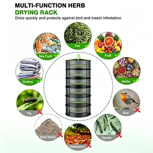 Six-Layer Eight-Layer Foldable Zipper Drying Rack, Plant Sunning Net, Grass Drying Rack, Adjustable Design for Efficient Storage