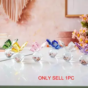 1 Piece Crystal Flying Butterfly with Crystal Ball Base Figurine Collection Cut Glass Ornament Statue Animal Collectible Decoration Items Cute Collectible Figurines Decorative Home Ornament