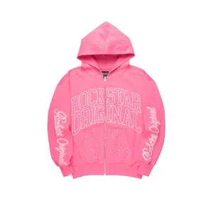Alvina Pink Rhinestone Zip Up Hoodie