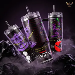 EVA Unit-01 Rei Ayanami NEON GENESIS EVANGELION Graphic MECHA ANIME Sayal 40 oz Vacuum Insulated Cup Straw Keeps Drinks Hot Cold 12H+ For Anime Lovers & Aesthetic Vibes Style Splash-Proof 18/8 Stainless Steel Comfort Handle Mug For Fans