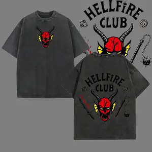 Stranger Thlngs Hellfire Club Printed Vintage T - Shirt 100% Cotton Unisex Fantasy Cultural Top