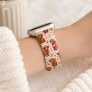 Highland Cow Floral Watch Band | Cute Cow Watch Band | Neutral Boho Western Watch Strap
