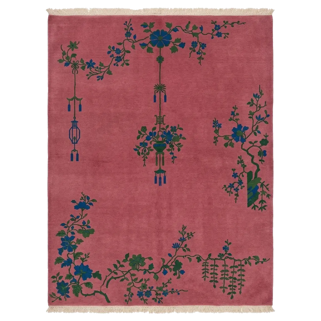 Crimson Flora Hand Knotted Rug