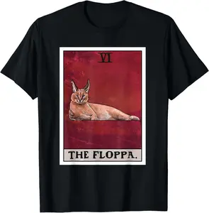 The Floppa Caracal Cat Tarot Card Funny Meme T-Shirt for Men Women Kids Pure Cotton Graphic Tees Menswear Top: Gifts for Men & Women