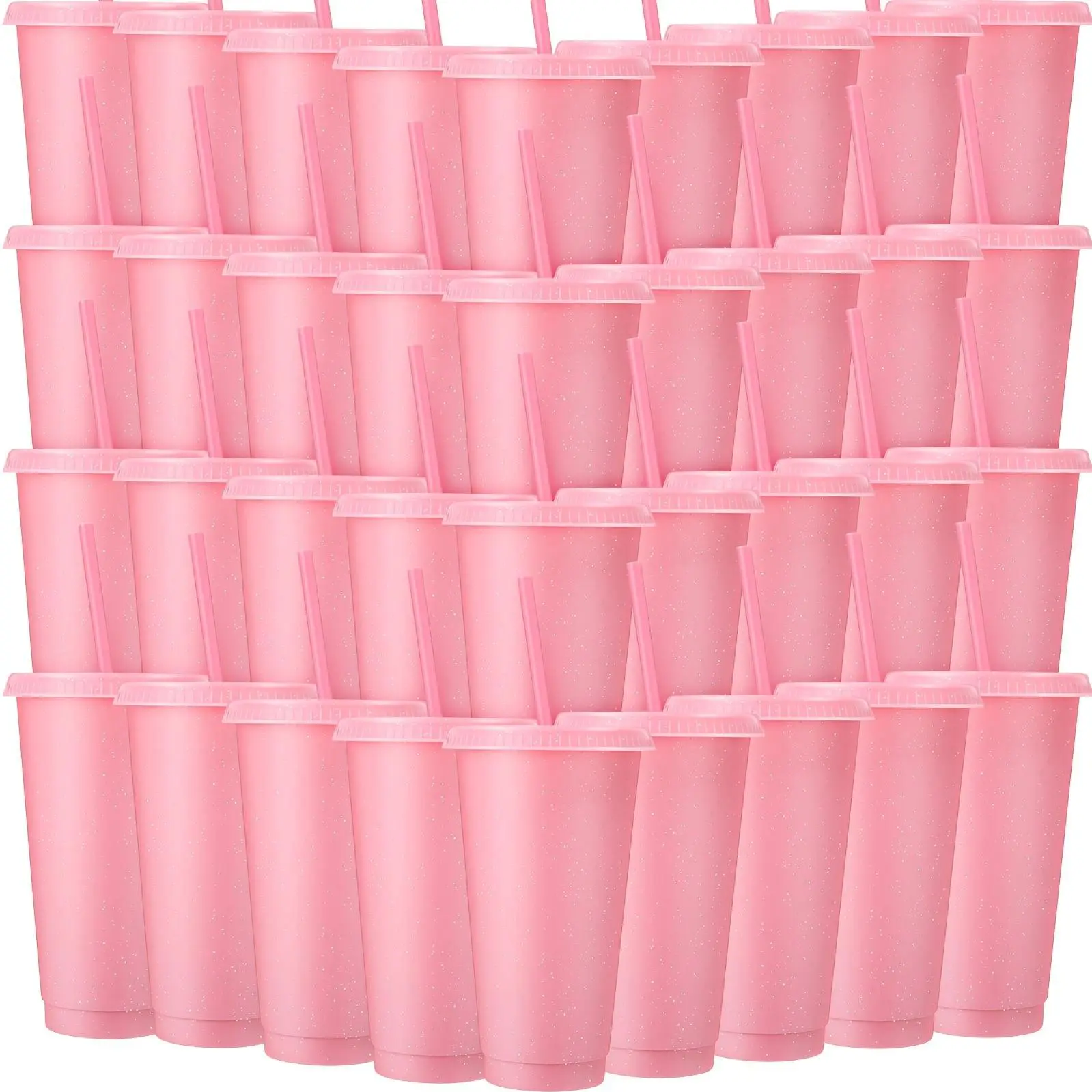 60 Pack Tumbler with Straw And Lid Bulk Water Bottle Iced Coffee Travel Mug Cup Reusable Plastic Cups for Parties Birthdays 24-27oz