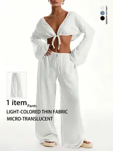 Women's Summer Casual Thin Light Loose-Fit Straight Leg Trousers, Comfortable Sporty Sweatpants, Trendy Wide-Leg Long Pants for Home Wear