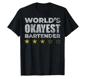 Funny Worlds Okayest Bartender - Vintage Style T-Shirt 10