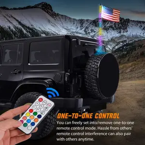 Nilight 1PC 3FT Spiral RGB LED Whip Light - Polycarbonate, Spring Base, Chasing/Dancing Modes, RF Remote Control, IP67 Waterproof, Plug-and-Play RGB Lighting Antenna for Can-Am ATV, UTV