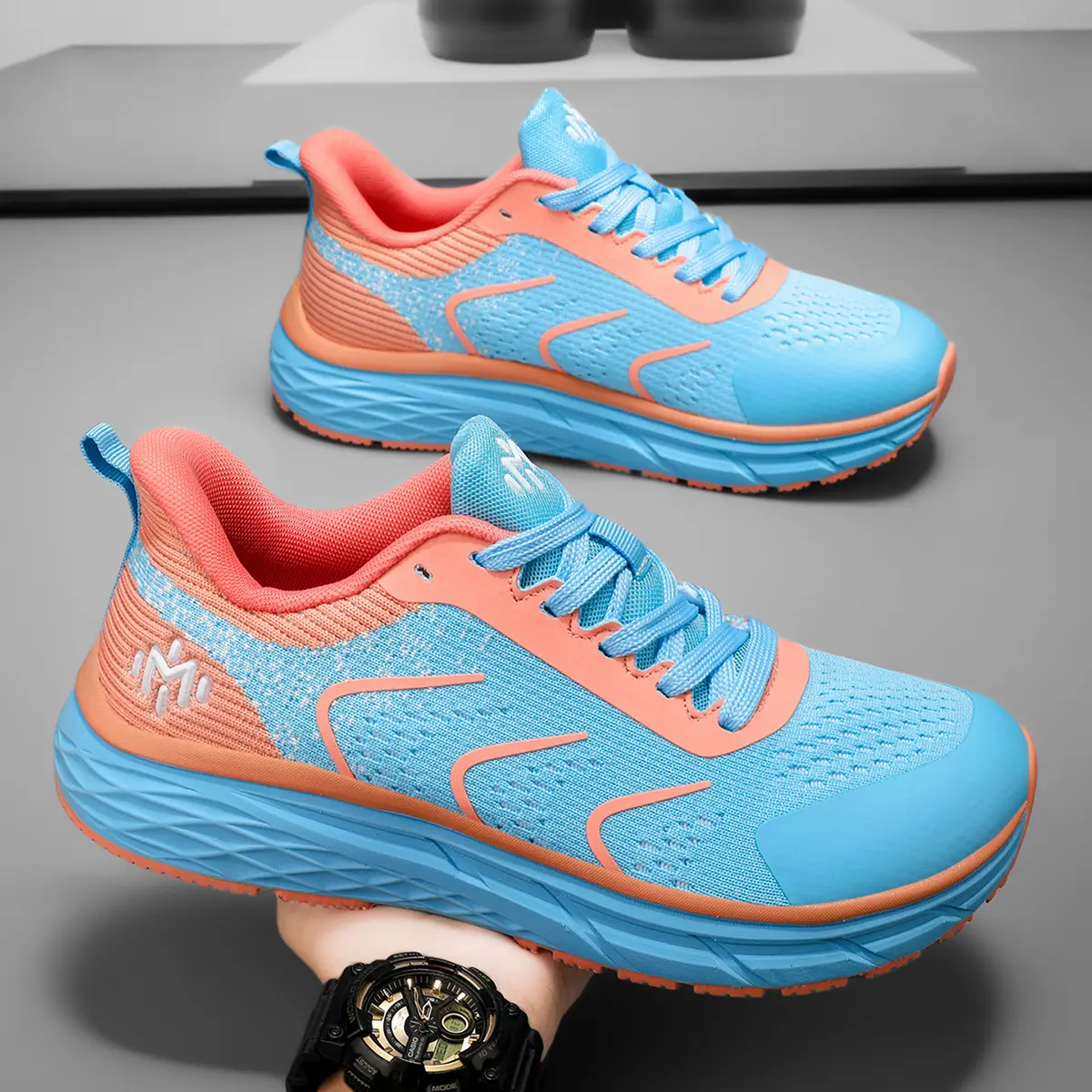 Mens Lightweight Running Shoes - Teal/Red Red Men main image 4