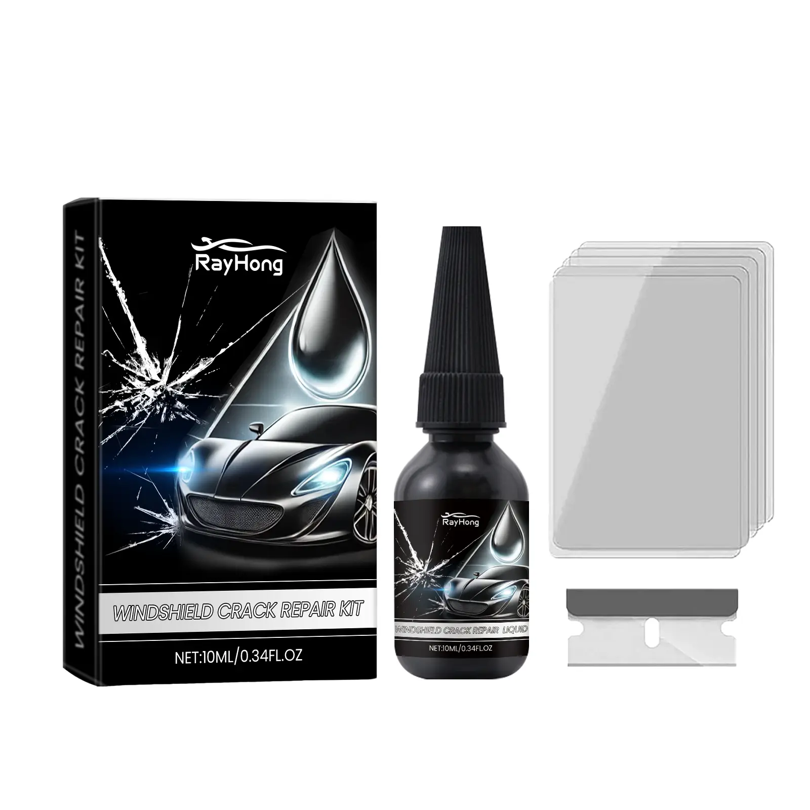Rayhong Car Windshield Repair Liquid Kit Car Windshield Crack Repair Clear Vision