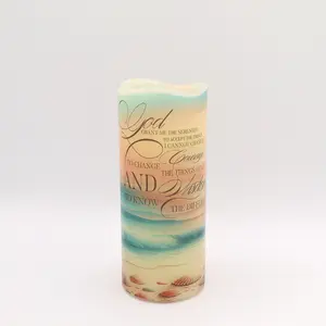 Serenity prayer candle, sobriety gift for AA, real wax battery operated candle with remote option