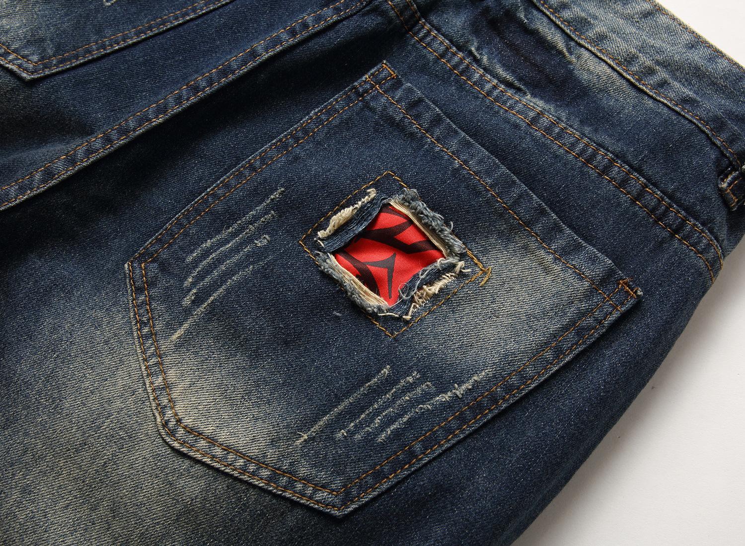 Summer Distressed Denim Mid-Length Shorts - Inner Embroidered Foldable Cuffed Hem, Vintage Straight-Leg Jeans with Contrast Color