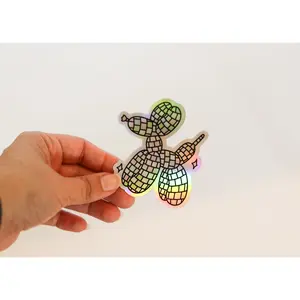 Disco Ball Balloon Dog Holographic Sticker