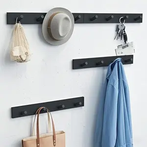 Rustic Wall Hooks 4-Pack, Vertical Coat Rack with 16 Pegs, Farmhouse Entryway Organizer for Hats, Clothes, Shoes, Space-Saving Hanging Solution for Bedroom, Closet, Office, Kids Room, Durable Metal Design