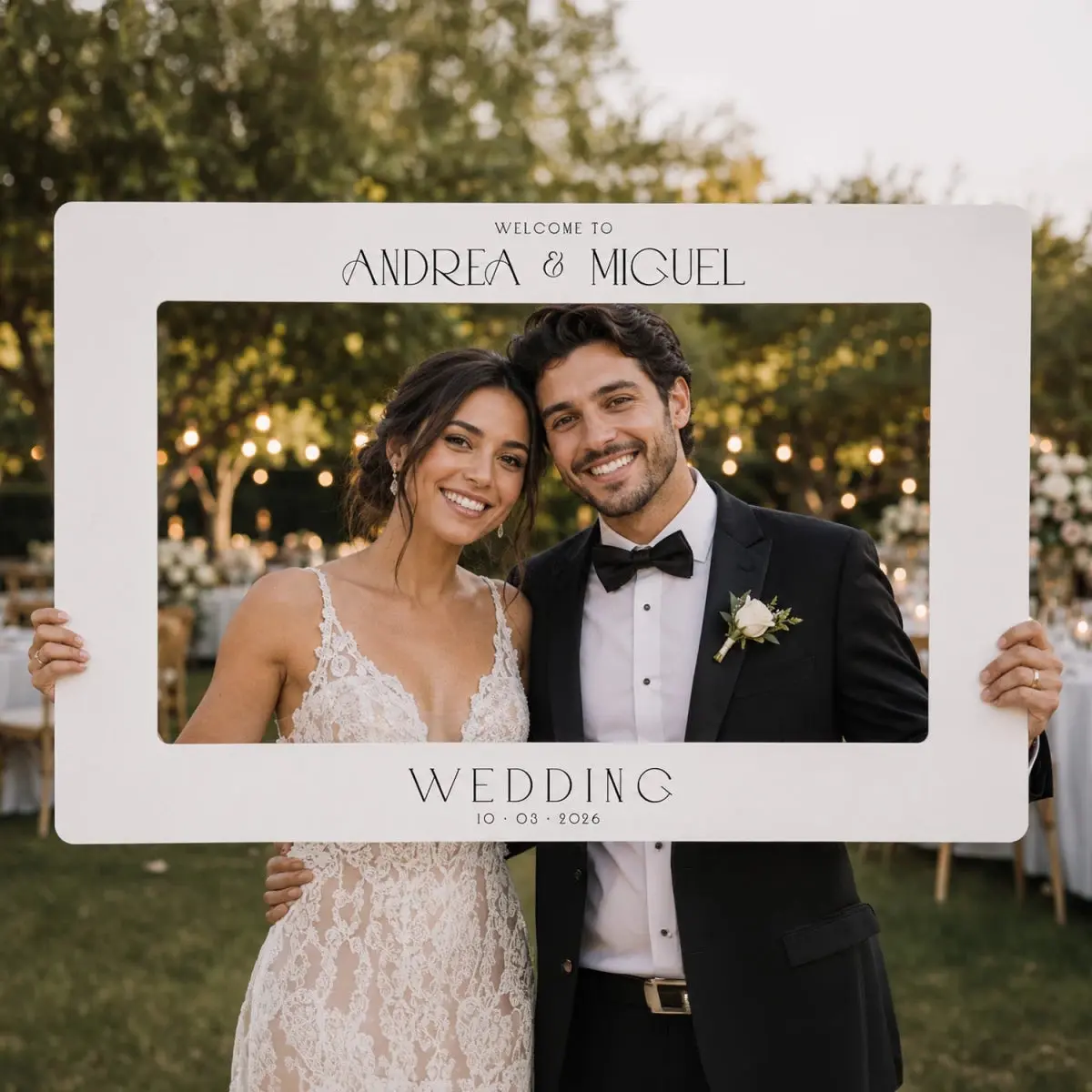 Minimal Modern Wedding Photo Booth Frame — Clean White Design