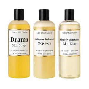 Light & Lush Candles Mop Soap - Drama, Mahogany Teakwood, Somber Teakwood - 16 oz Concentrate - Ideal for Mopping Floors