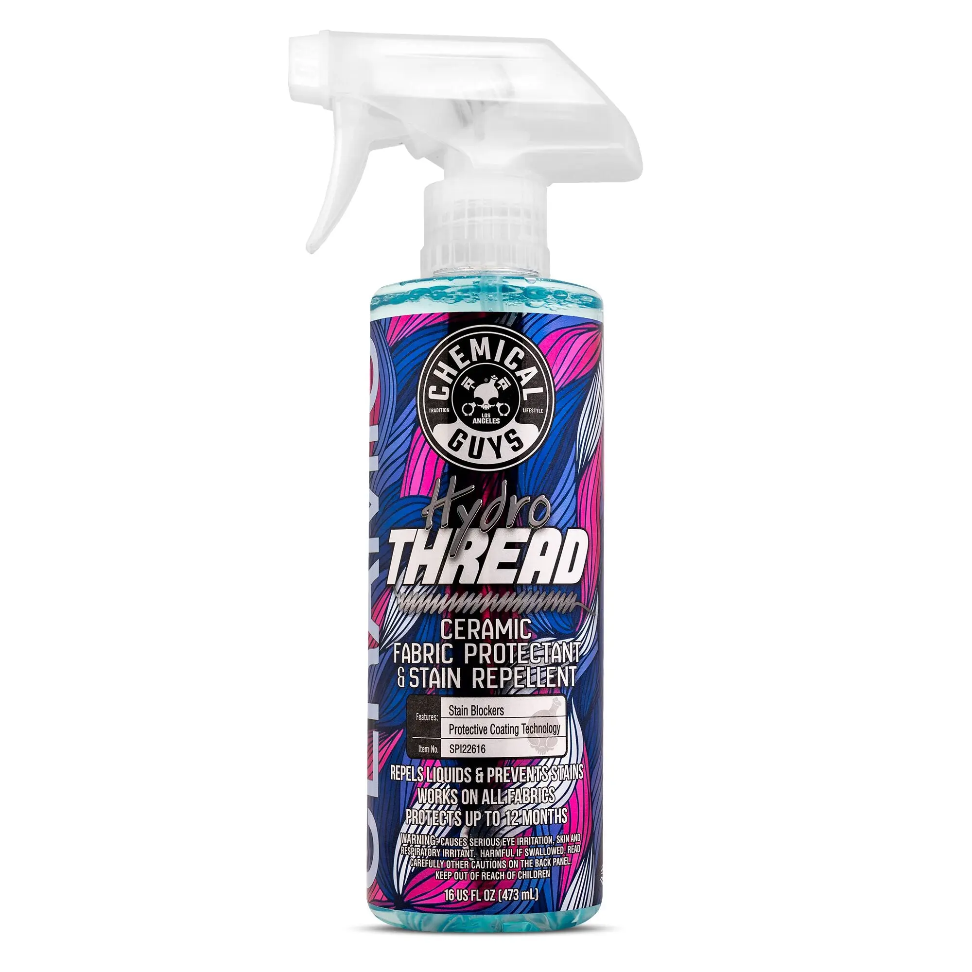 Chemical Guys HydroThread Ceramic Fabric Protectant Spray - 16oz Water-Based Odorless Cloth Stain Treater, Durable Easy-Clean Automotive Car Seat & Carpet Shield, 12-Month UV & Spill Defense, Superhydrophobic & Easy-Apply