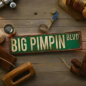 "Big Livin Blvd" Vintage Aluminium Street Sign, 16x4 Inch Retro Rustic Wall Decor Plaque for Home, Room tiktokshopspringglowup,summervibes