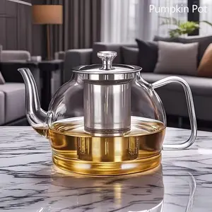 High Borosilicate Glass Tea Pot with Detachable Infuser, Safe for Stovetop, Elegant Heat Resistant Design, Perfect Gift for Loved Ones, Glass Teapot