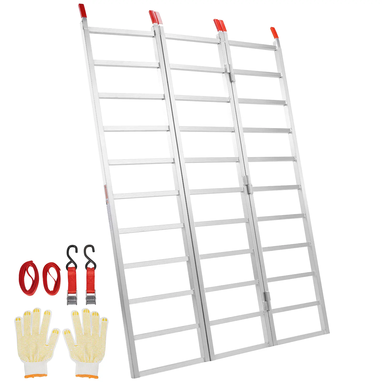 【summerfinds】VEVOR Aluminum Ramps, 1500 lbs, Tri-Fold Ramp with Load Straps, Folding Loading Ramp for Motorcycle, Tractor, ATV/UTV, Trucks, Lawn Mower, Snow Blower, 77"L x 54"W, 1 Pc