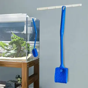 Aquarium Cleaning Brush, Long Handle No Blind Spot Head, Dual Sided, Inner Wall Cleaner, Algae Scraper, Glass Cleaner Tool
