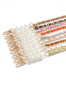 New Luxury Bag Charm with Pearl, Leather and Metal, Casual Heart Pattern Accessories, Bag Chain Extension for All Seasons