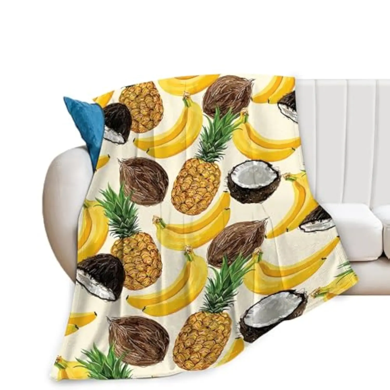 Fruit Blanket Gift for Girls Women Ultra Soft Cozy Fleece Pineapple Banana Coconut Throw Blankets Fuzzy Plush Bedding Blanket for Bed Kids Adults 50"x40"