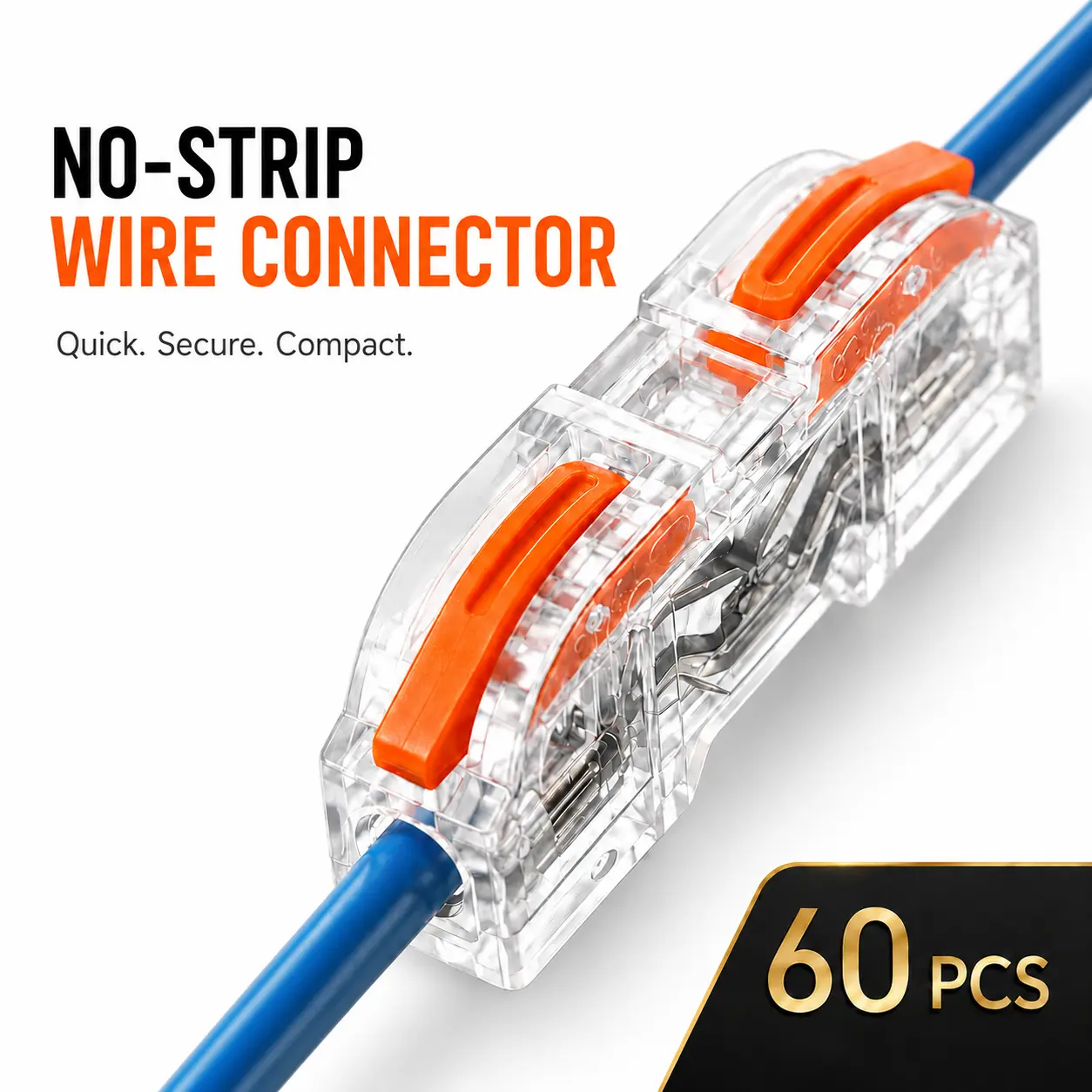 No-Solder Quick Connect Wire Connectors, Lever Nut Splice Connectors for 28-12 AWG Wires, High-Temperature Resistant Electrical Connectors for LED Strips, Car Audio, Home Repairs, 25A 300V, Compact & Safe